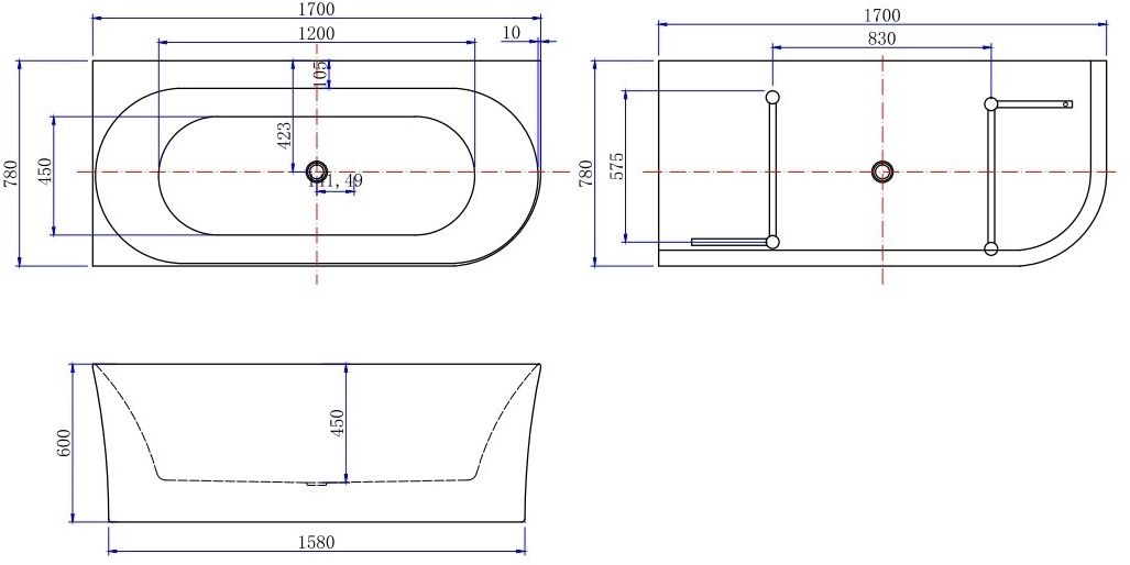 Акриловая ванна Allen Brau Priority 2.31004.21A 170x78 белый матовый, L