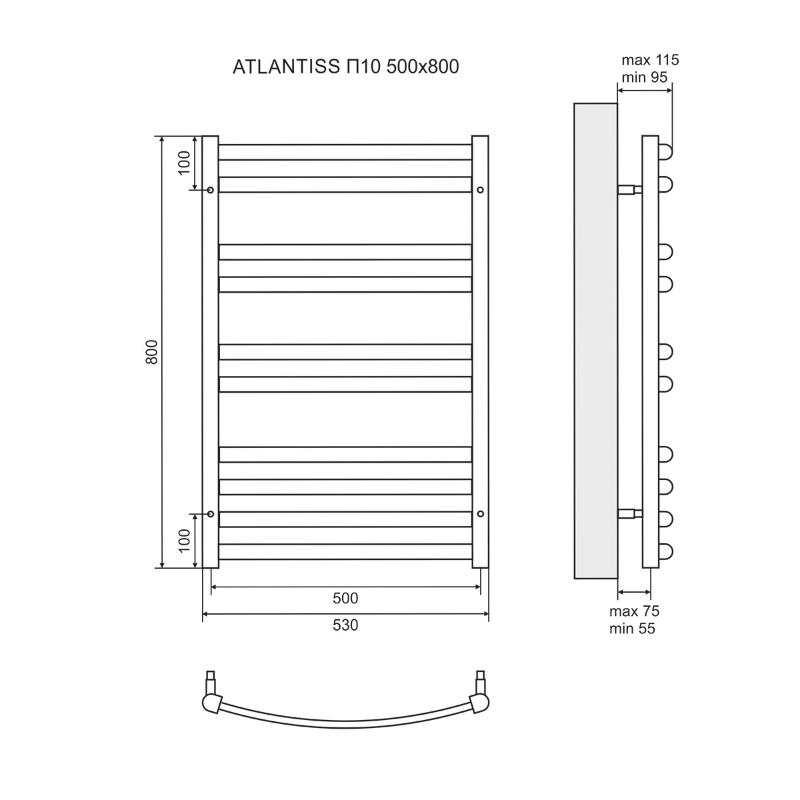 Полотенцесушитель водяной Lemark Atlantiss LM32810R П10 50x80