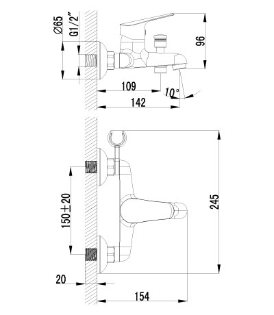 Смеситель для ванны Lemark Partner LM6552C