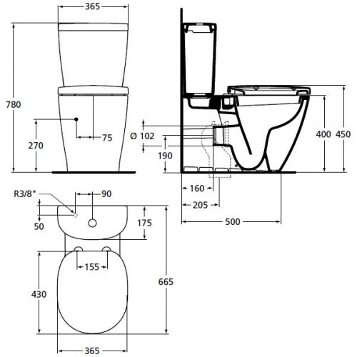 Чаша Ideal Standard Connect AquaBlade E039701