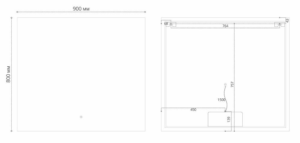 Зеркало Grossman Pragma-норма 90x80 см с подсветкой и подогревом