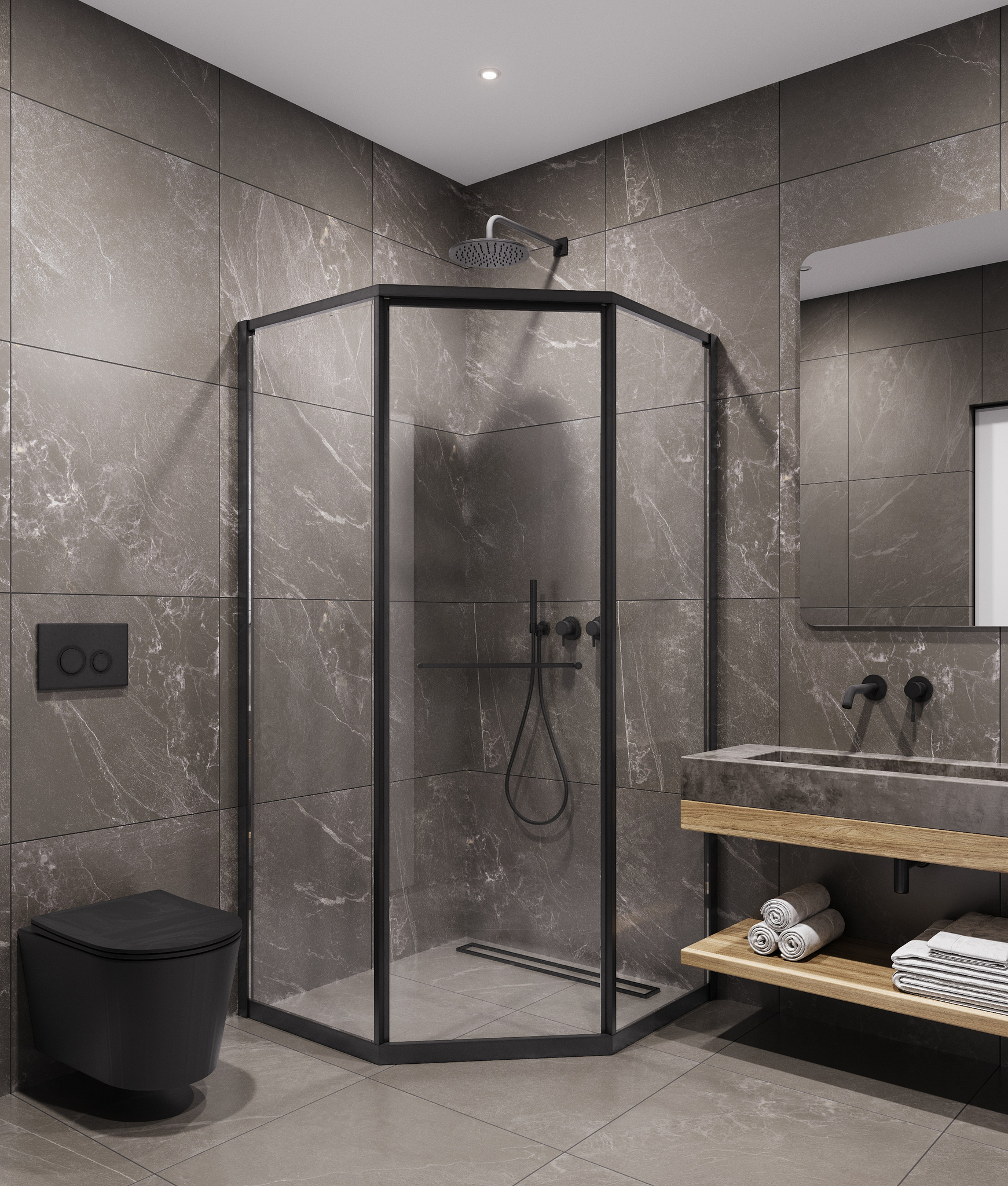 Душевой уголок Timo TTSS-100/03C-8L 100x100 левый, прозрачный, черный