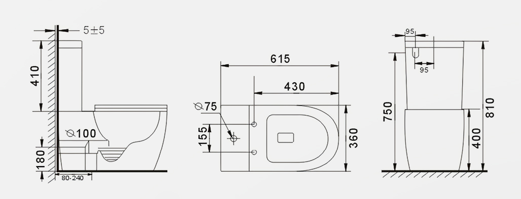 Унитаз-компакт Gid Tr2177BL безободковый, черный глянцевый