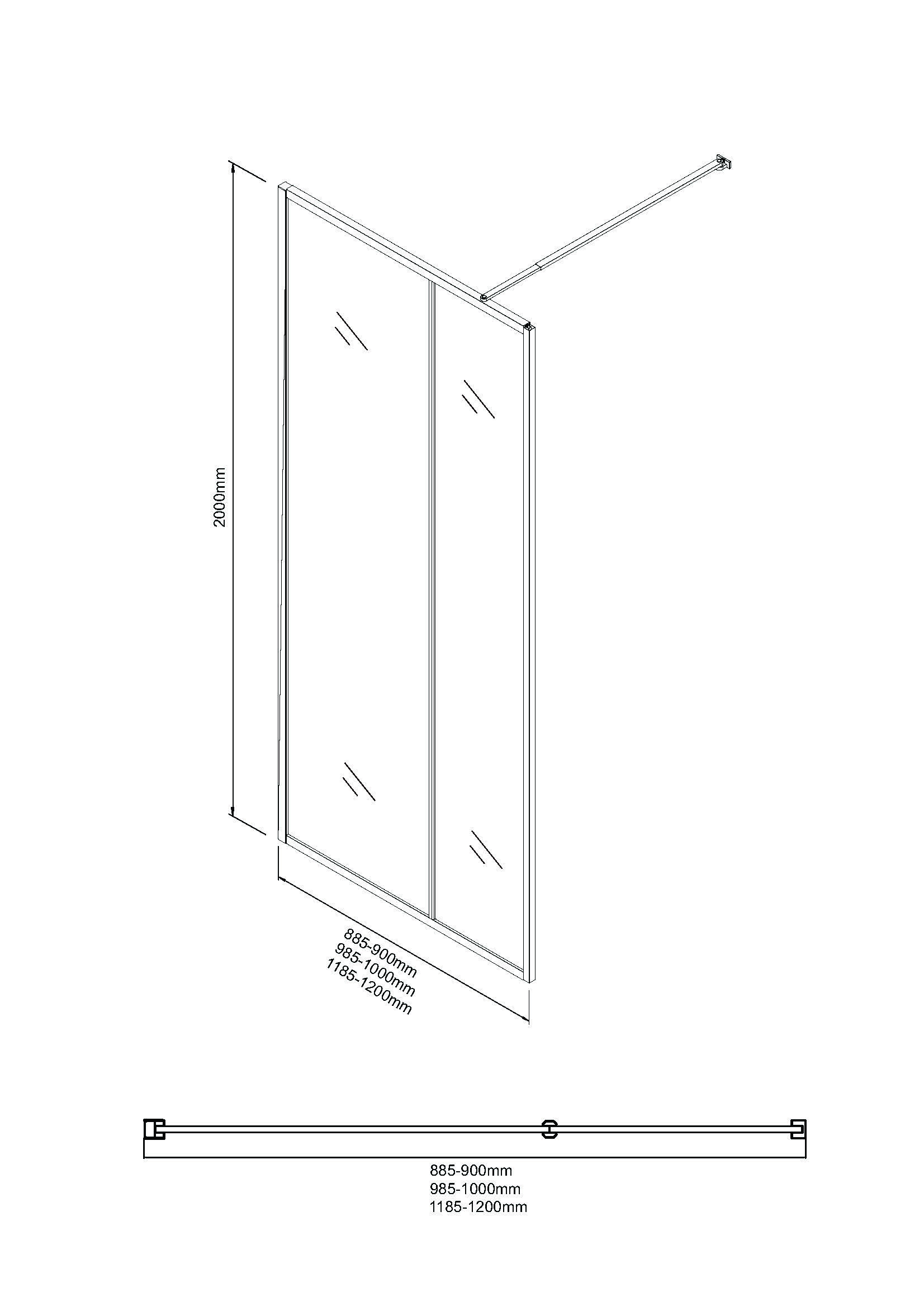 Душевая перегородка Niagara Nova NG-481-12FBLACK 120x200 рифленая/тонированная, профиль черный матовый