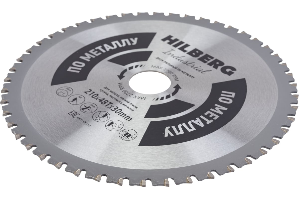 Диск пильный Industrial Металл (210х30 мм; 48Т) Hilberg HF210