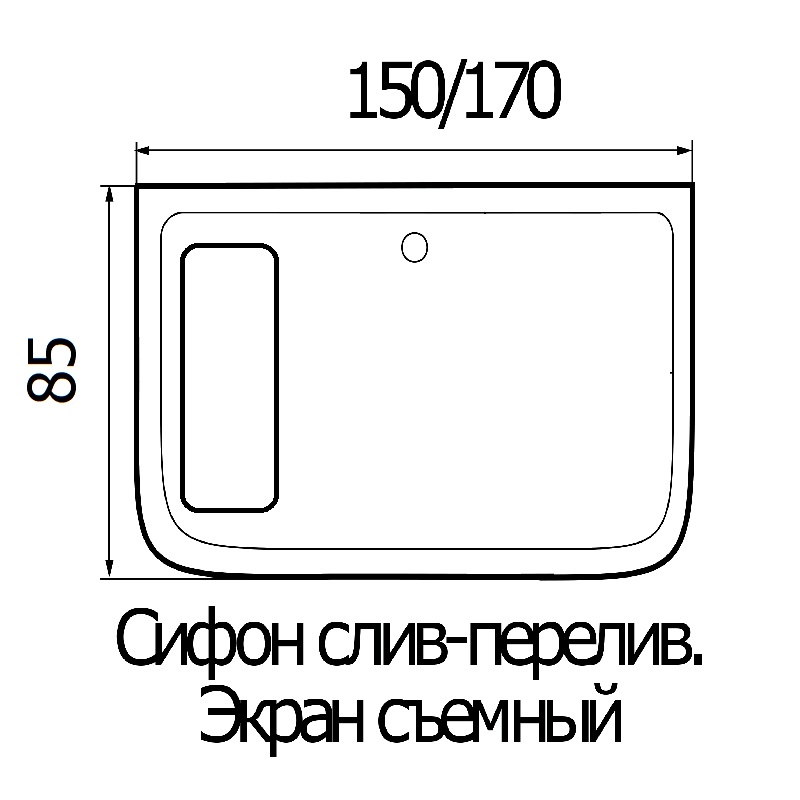 Акриловая ванна Wemor 170/85/55 S 170x85