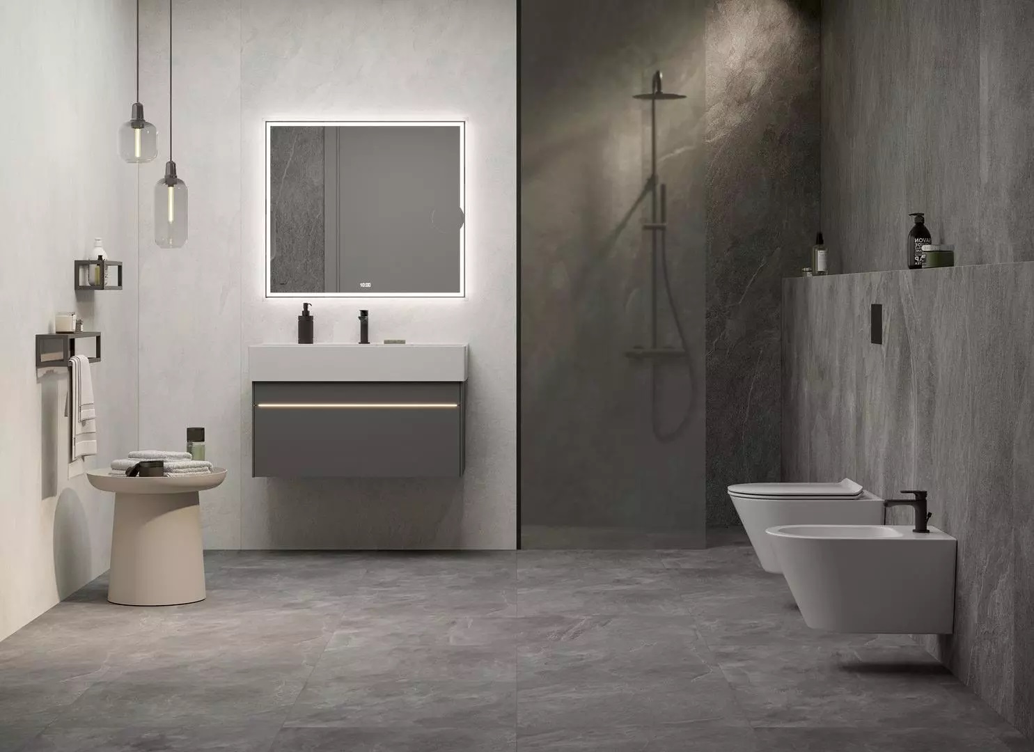 Мебель для ванной Kerama Marazzi Logica 90 см 2 ящика, стальной серый