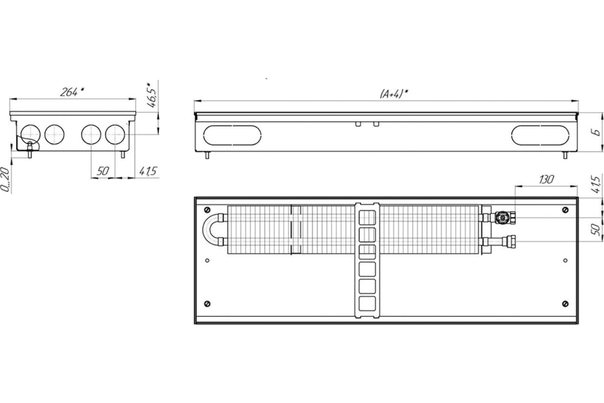 Конвектор КЗТО Бриз 260*100*2500 U (5Ал 12) NEW БР260100*2500UР5АЛ12