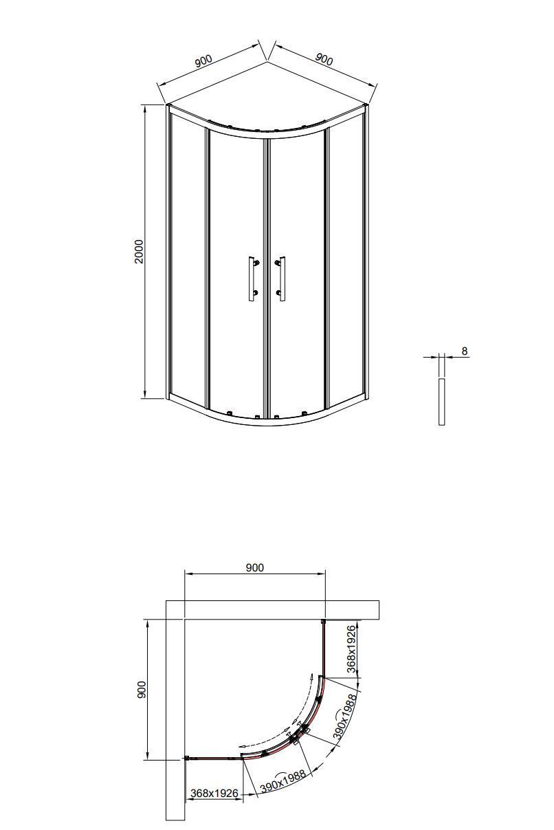 Душевой уголок Timo TPSS-90/03C-8 90x90 прозрачный, черный T46