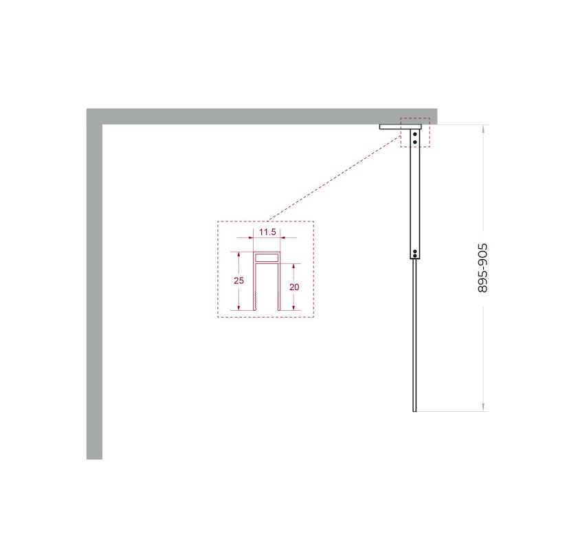 Душевая перегородка Belbagno UNO-L-1-TB-90-C-GM 90x200 прозрачная, оружейная сталь