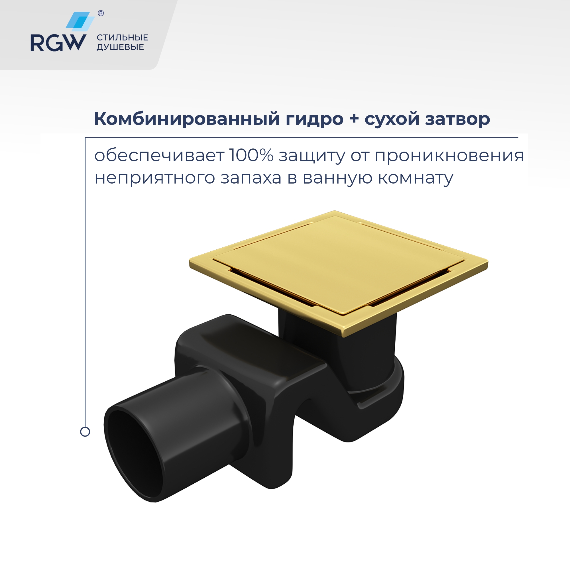 Трап для душа RGW Drain Leo-02-10Gb 10x10 см брашированное золото 60210210-06