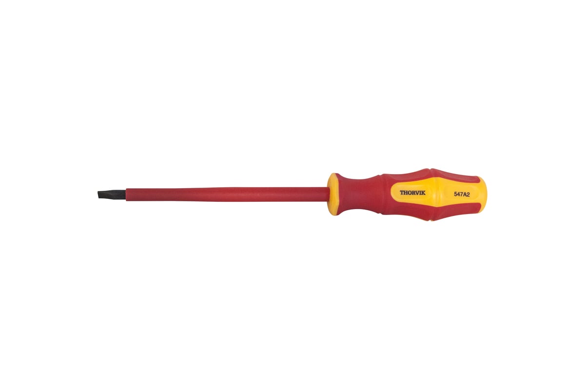 Шлицевая диэлектрическая отвертка Thorvik SDLI275 VDE 1000 v SL2.5x75 мм 52172