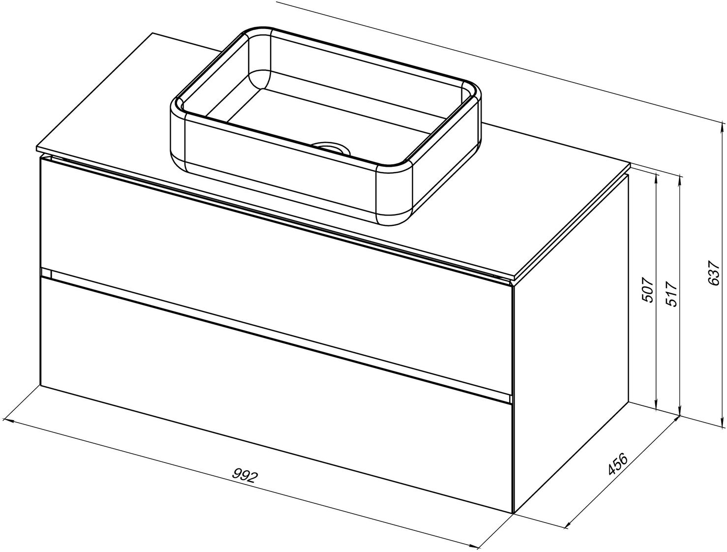 Мебель для ванной Allen Brau Infinity 100 см, 2 ящика, anthracite matt