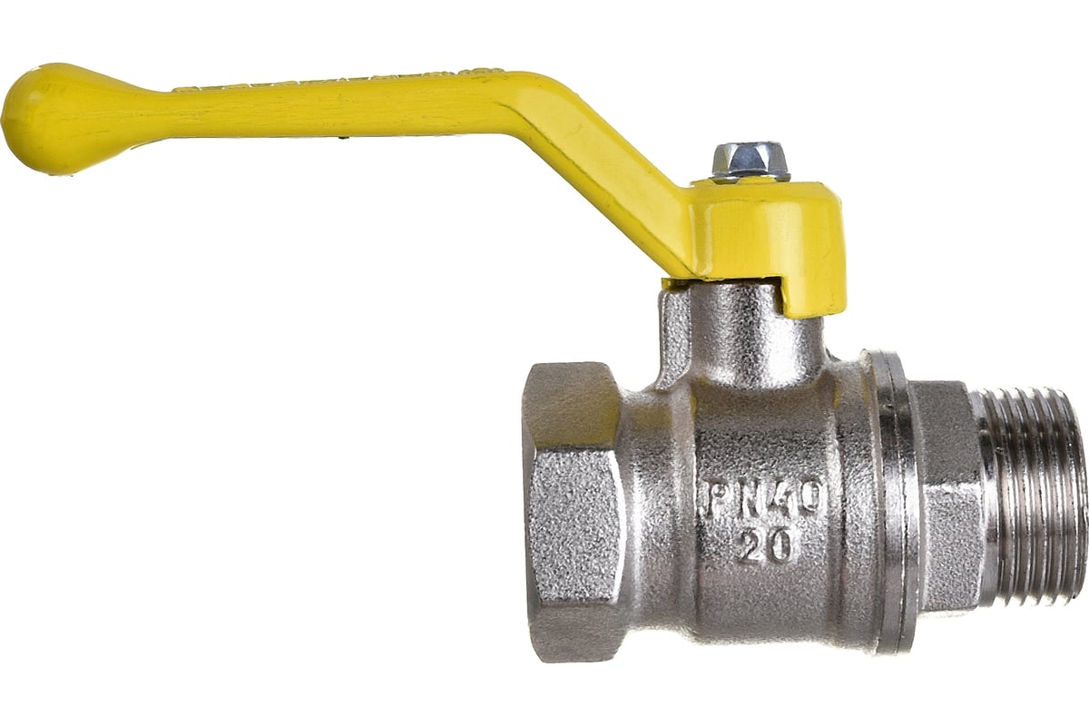 Шаровой кран для газа Valfex 3/4" ВР/НР рычаг, латунный никелированный 11Б27фтМ VF.272.NR3.034.Bir