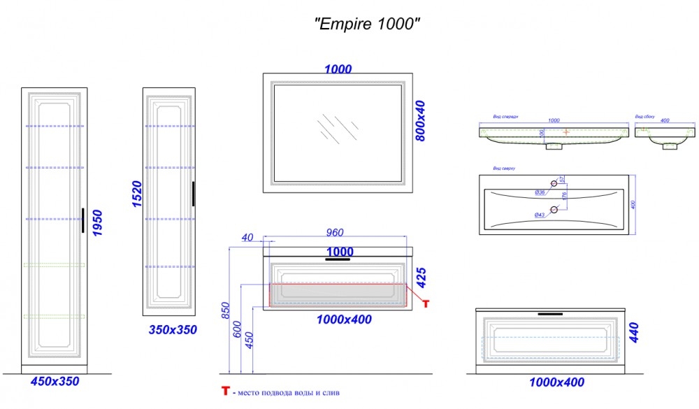 Мебель для ванной Aqwella 5 stars Empire 100 белый