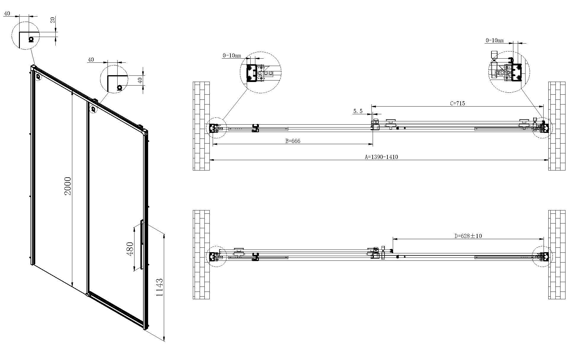 Душевая дверь Vincea Ultima VDS-7UL140CL 140x200 хром, прозрачная