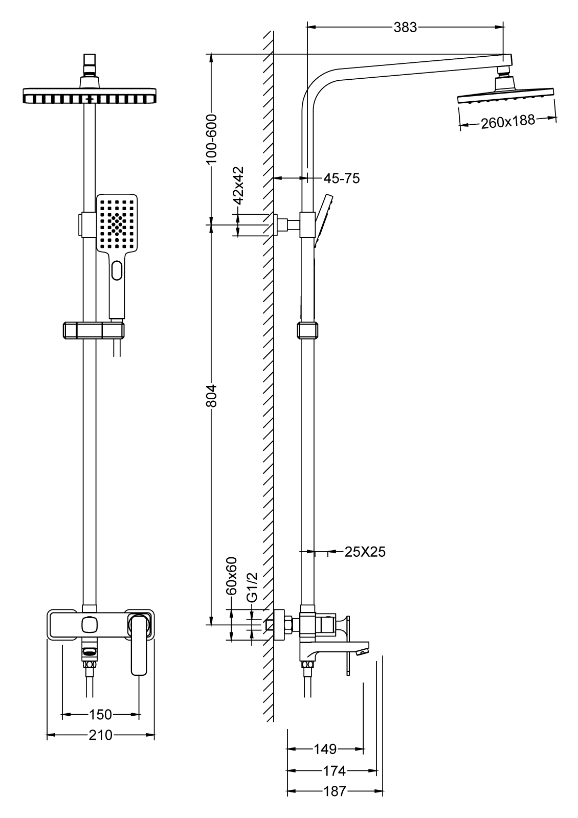 Душевая стойка Timo Torne SX-4320/17 золото матовое