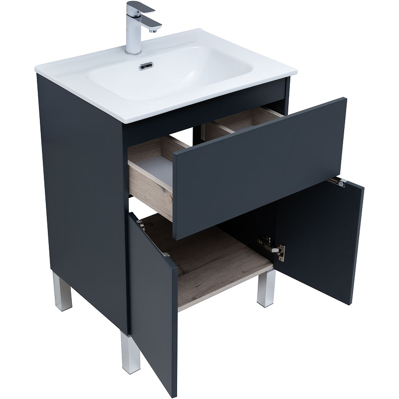 Мебель для ванной Aquanet Алвита New 60 см 1 ящик, 2 дверцы антрацит