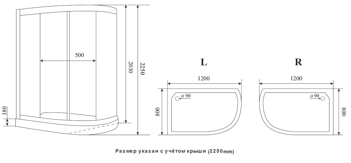 Душевая кабина Timo Premium ILMA902RB 80x120 черный глянец