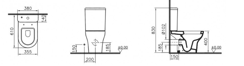 Унитаз VitrA Zentrum Open-back 9824B003-7207