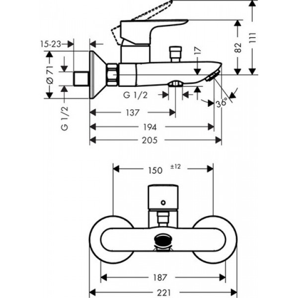 Смеситель для ванны Hansgrohe Talis E 71740000