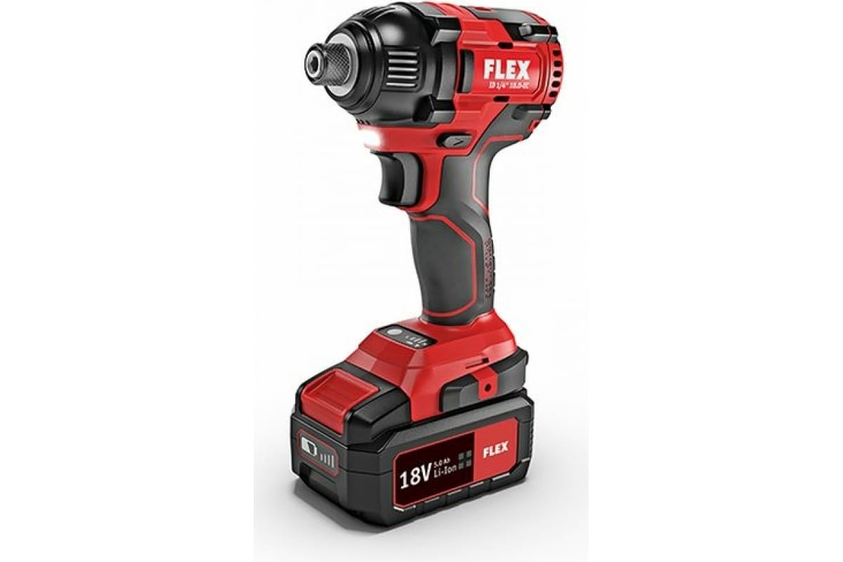 Трехскоростной ударный аккумуляторный шуруповерт Flex ID 1/4" 18.0-EC/5.0 Set 504920