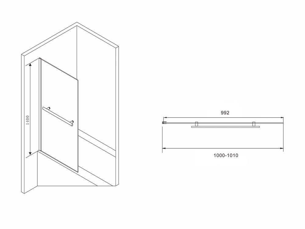 Шторка для ванны Abber Immer Offen AG70100B 100x140 черный