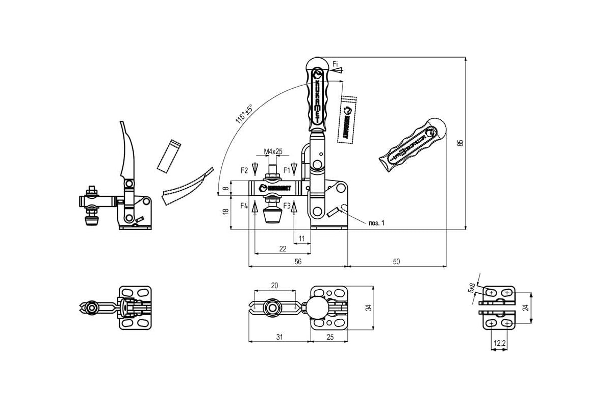 Прижим механический вертикальный KUKAMET B211-0-M