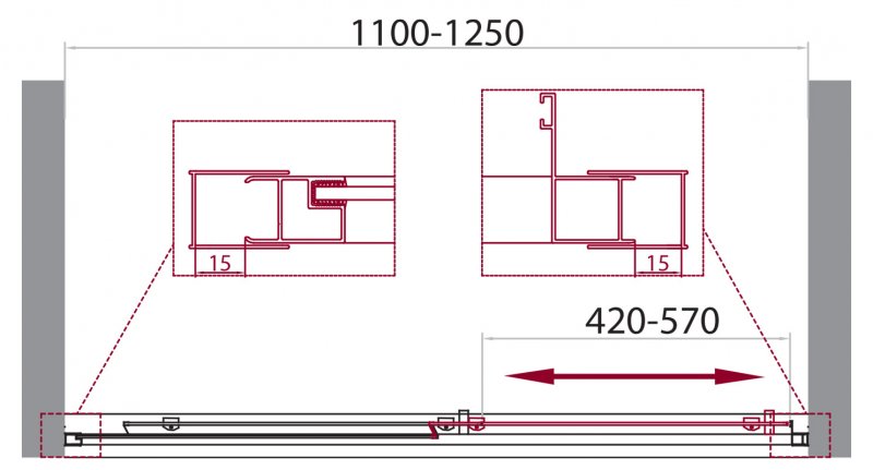 Душевая дверь BelBagno Unique 110/125x190 матовая