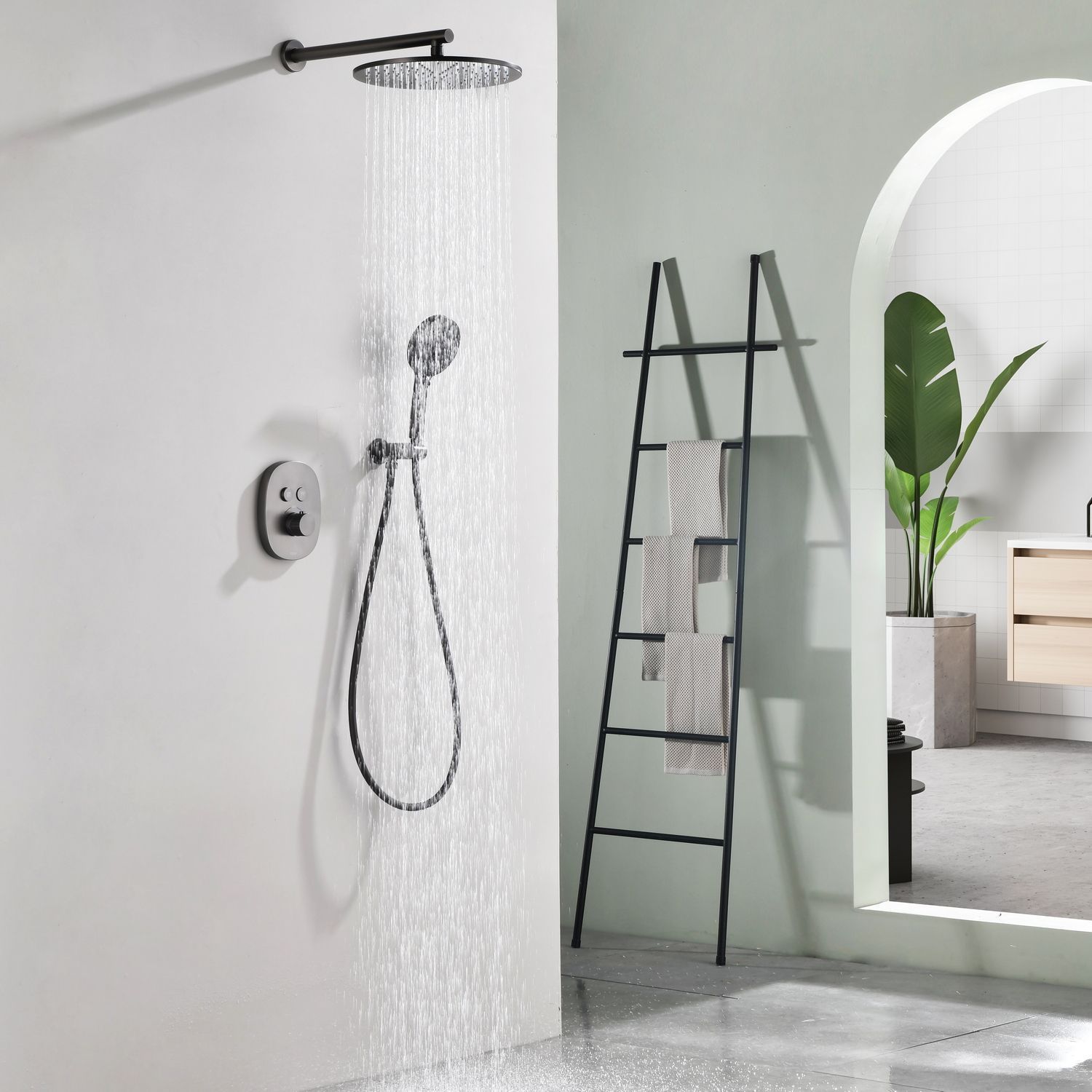 Душевой набор Black&White Gravity GH-9201-GM термостат, оружейная сталь