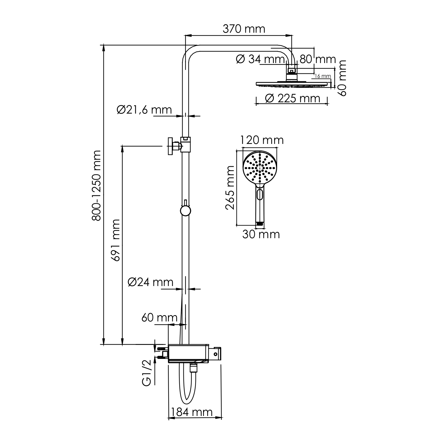 Душевая стойка WasserKRAFT A113.067.127.CH Thermo с термостатом, хром