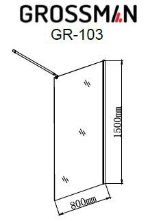 Шторка для ванны Grossman GR-103N 80x150 прозрачное