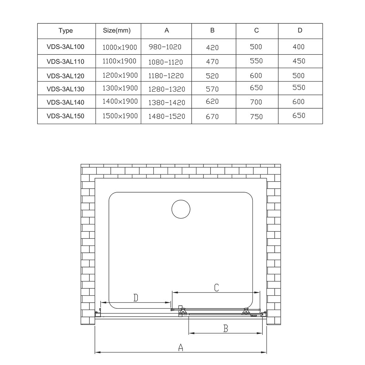 Душевая дверь Vincea Alpha VDS-3AL130MT 130x190 хром, текстурная