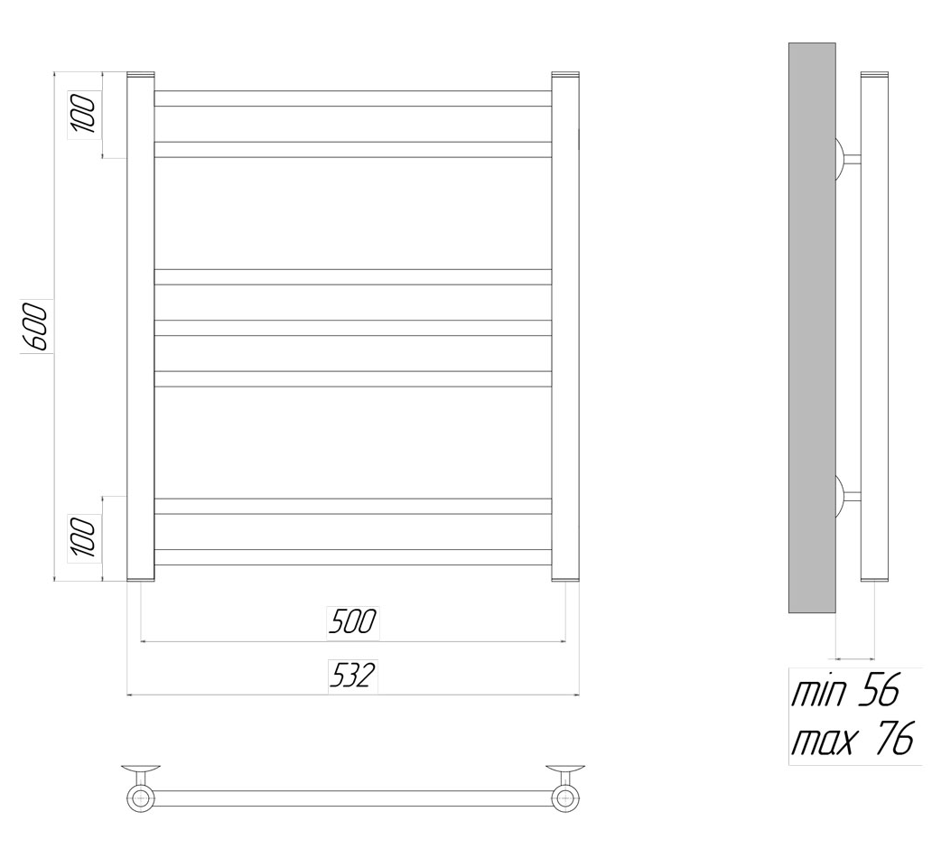 Полотенцесушитель водяной Lemark Ursus LM72607BL П7 50x60 черный