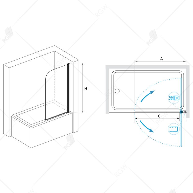 Шторка для ванны RGW Screens SC-09 60x150 прозрачное, хром