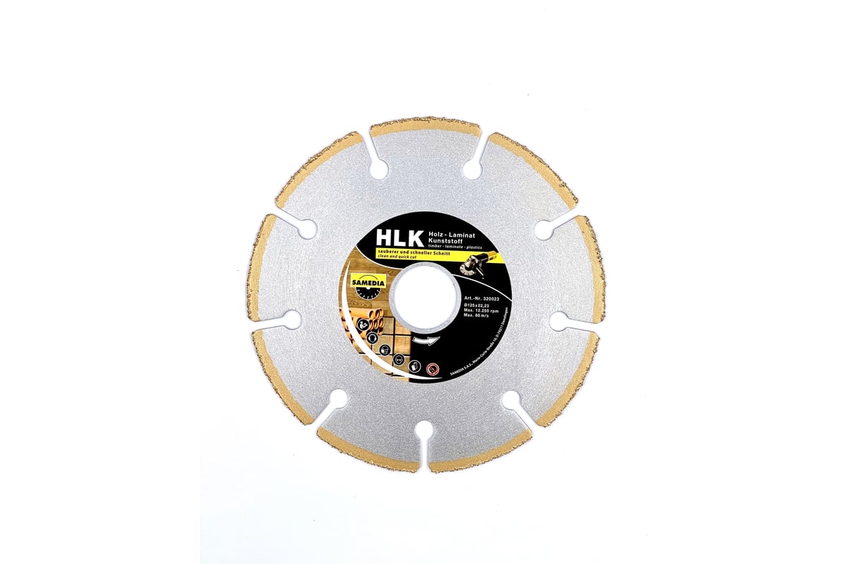 Диск для резки древесины, пластмассы MASTER HLK 125x22.23 мм, 9 сегментов SAMEDIA 320023