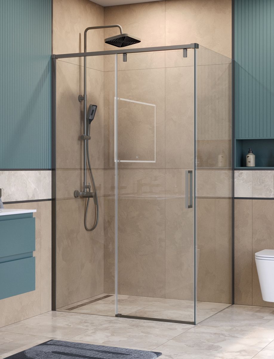 Душевой уголок BelBagno SOFT_CLOSE-1-AH-1-110/90-C-GM 110x90 прозрачный, оружейная сталь Душевой уголок BelBagno SOFT_CLOSE-1-AH-1-110/90-C-GM 110x90 прозрачный, оружейная сталь