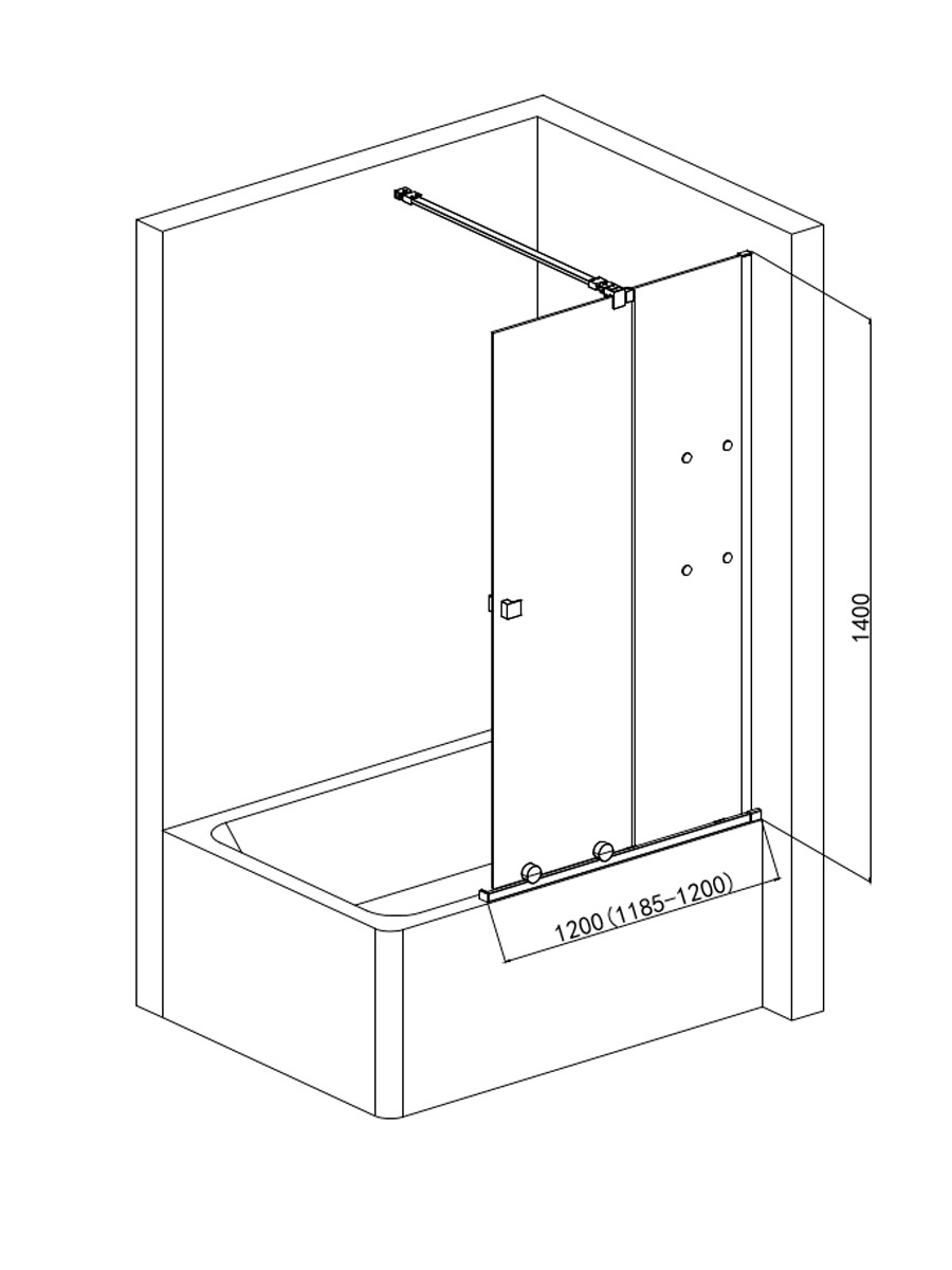 Шторка для ванны AQUAme AQM6601-2 120x140 прозрачное стекло, хром