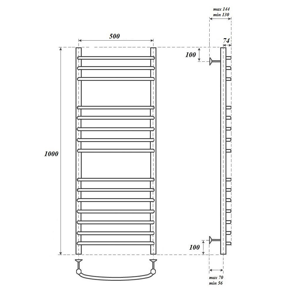 Полотенцесушитель электрический Point PN05150SE П15 50x100 хром