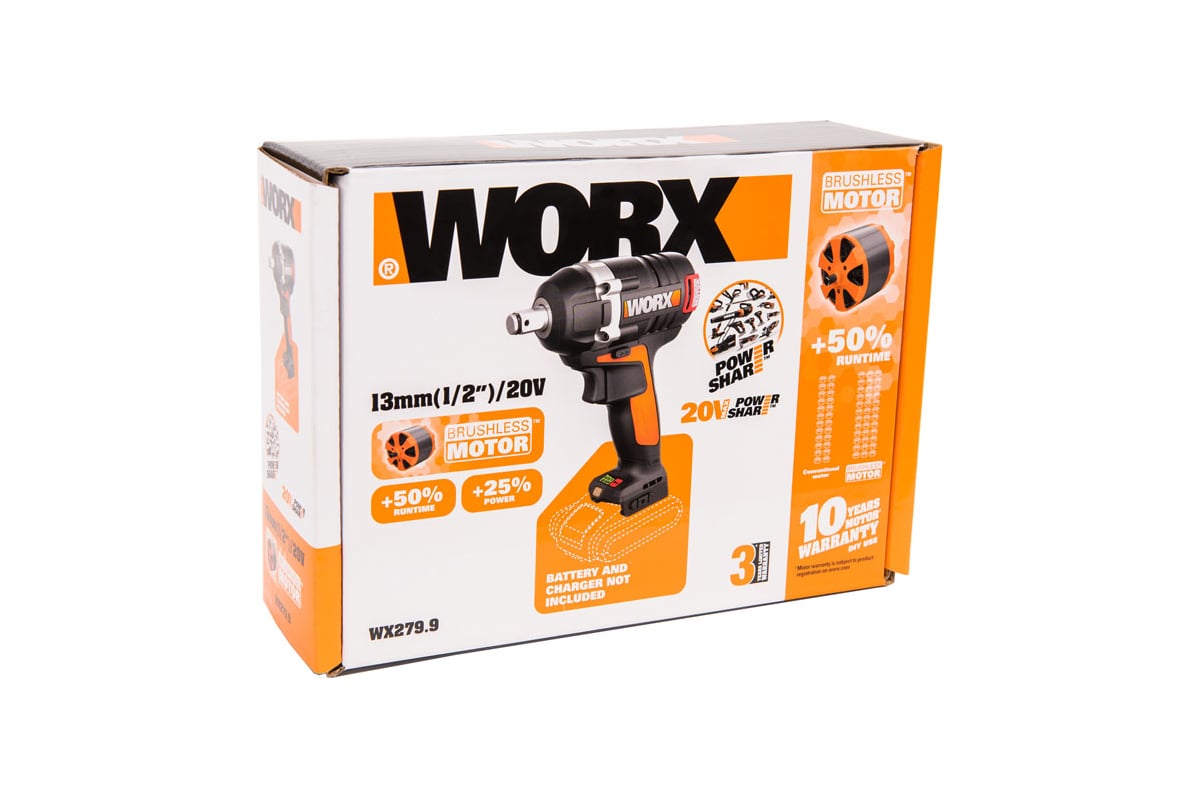 Аккумуляторный бесщеточный гайковерт Worx WX279.9