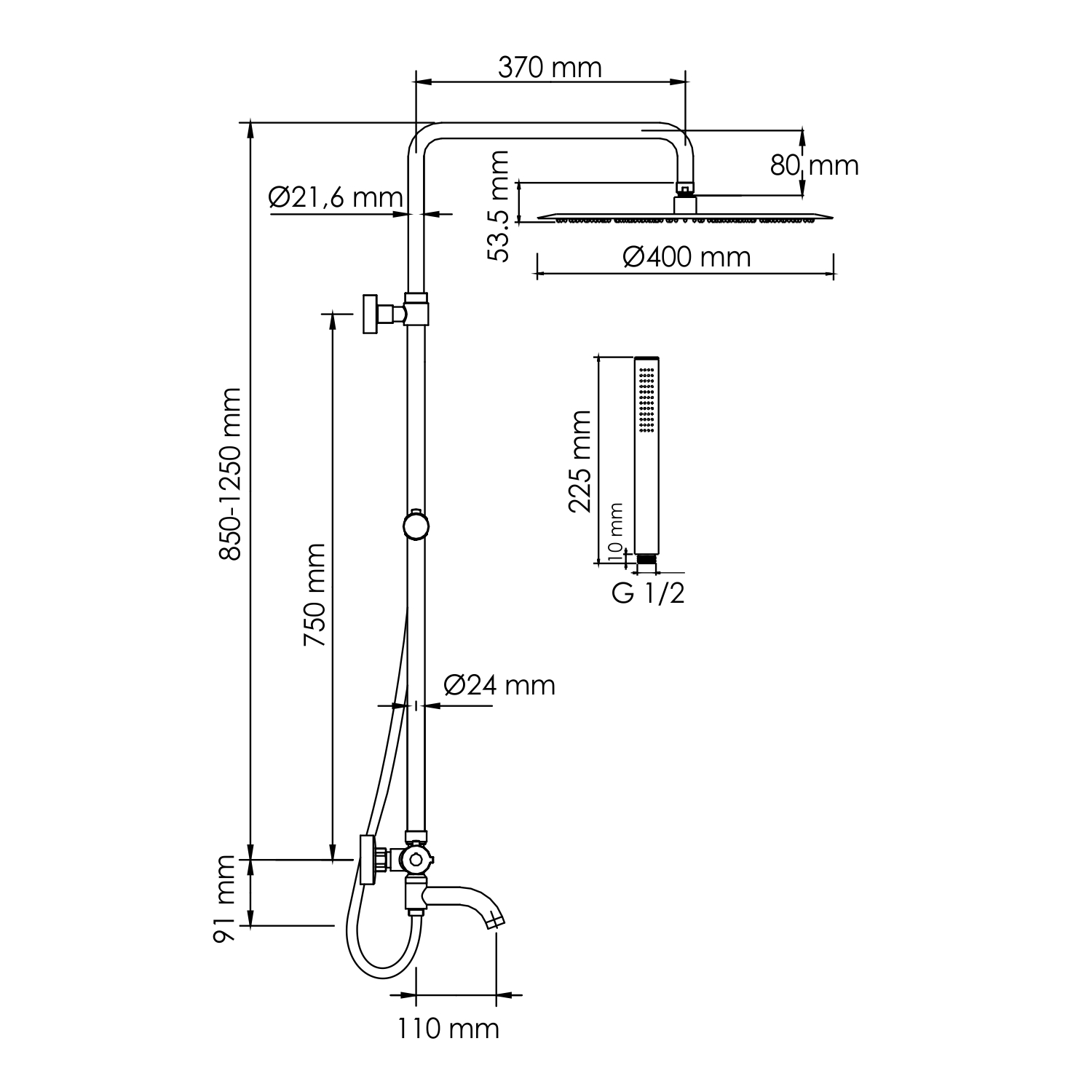 Душевая стойка WasserKRAFT A188.117.137.087.CH Thermo с термостатом, хром