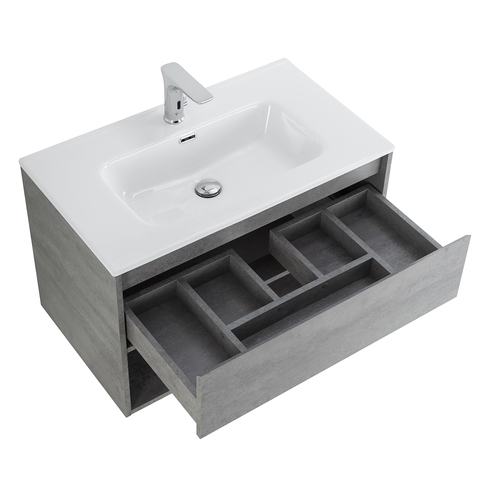 Тумба с раковиной BelBagno Kraft 80 см 1 ящик, полка Cemento Grigio