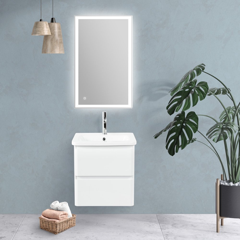 Тумба с раковиной BelBagno Albano-Cer 50 см Bianco Lucido