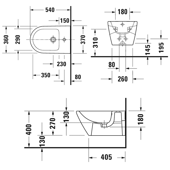 Подвесное биде Duravit D-Neo 229515