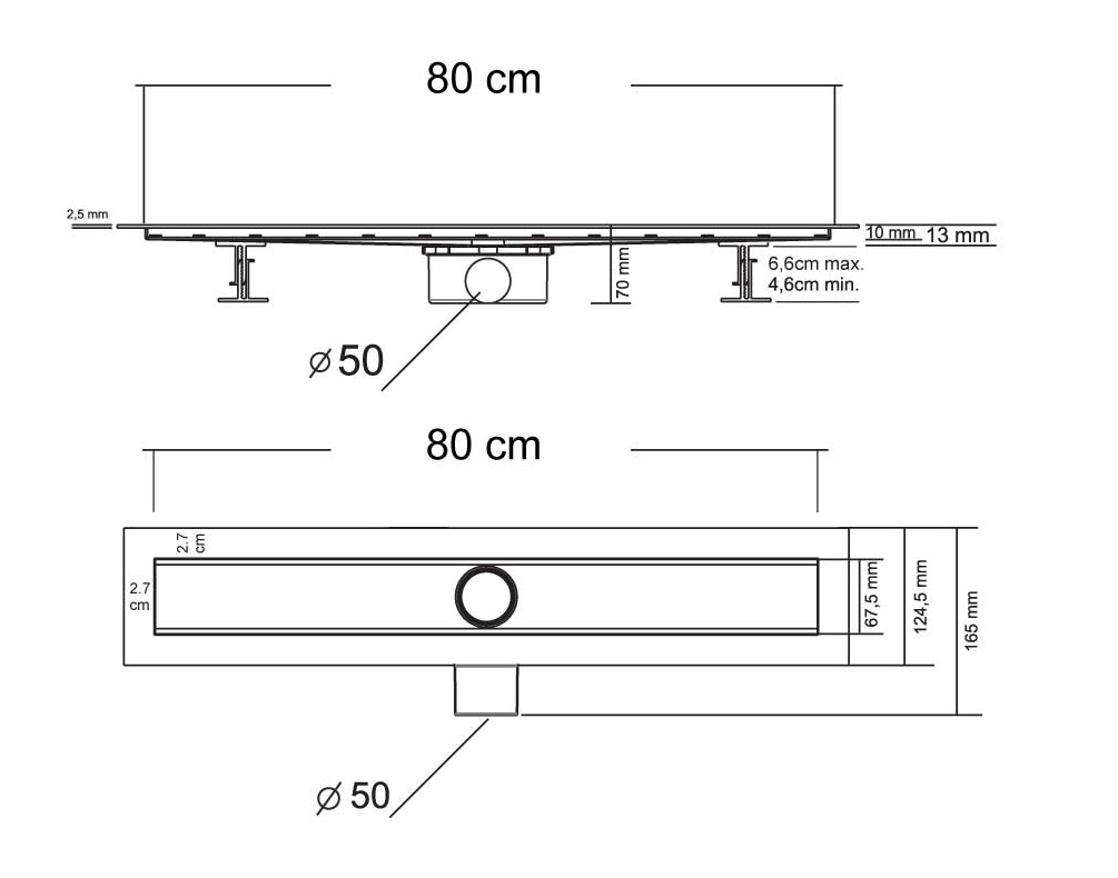 Душевой лоток Vincea Say Optima Blok SAY.601.80.B.M.S.BLOK 80 см, матовый черный