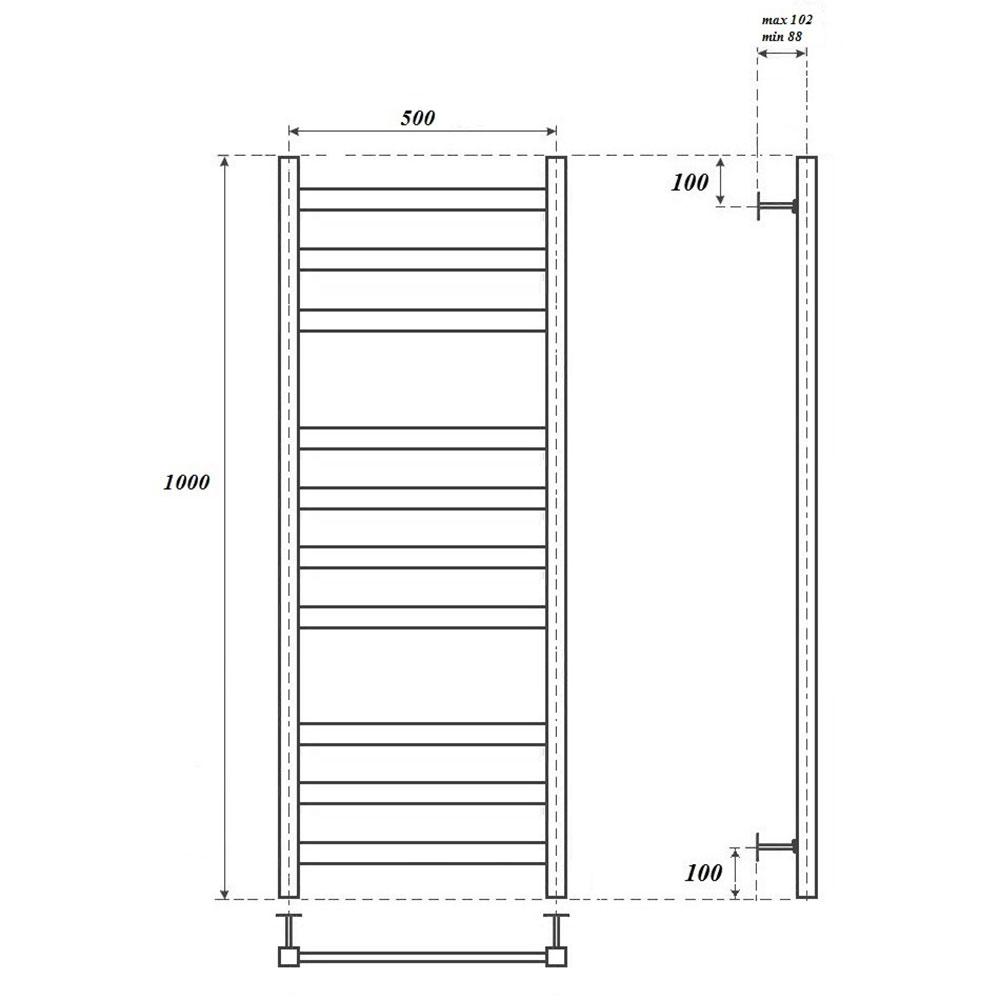 Полотенцесушитель электрический Point PN83150BE П10 50x100 черный