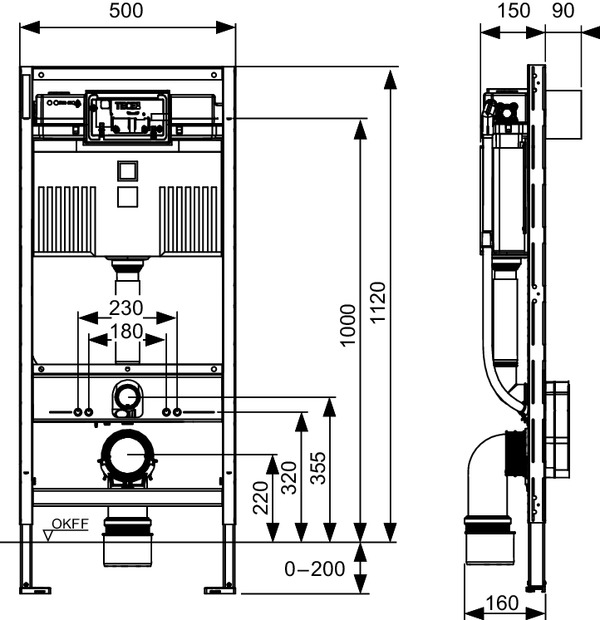 Инсталляция для унитаза TECE Profil 9300379 для уст. унитаза Duravit SensoWash C и Geberit AquaClean 8000/8000 plus