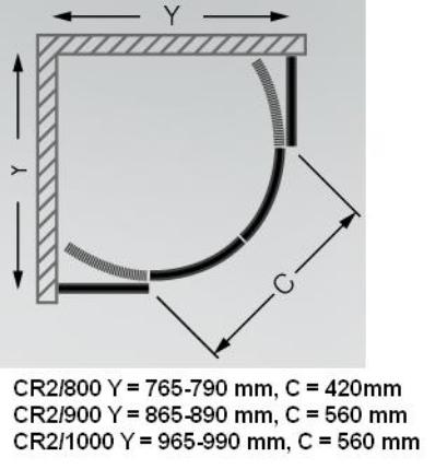 Душевой уголок Roltechnik Classic Line CR2 100x100 профиль хром, четверть круга