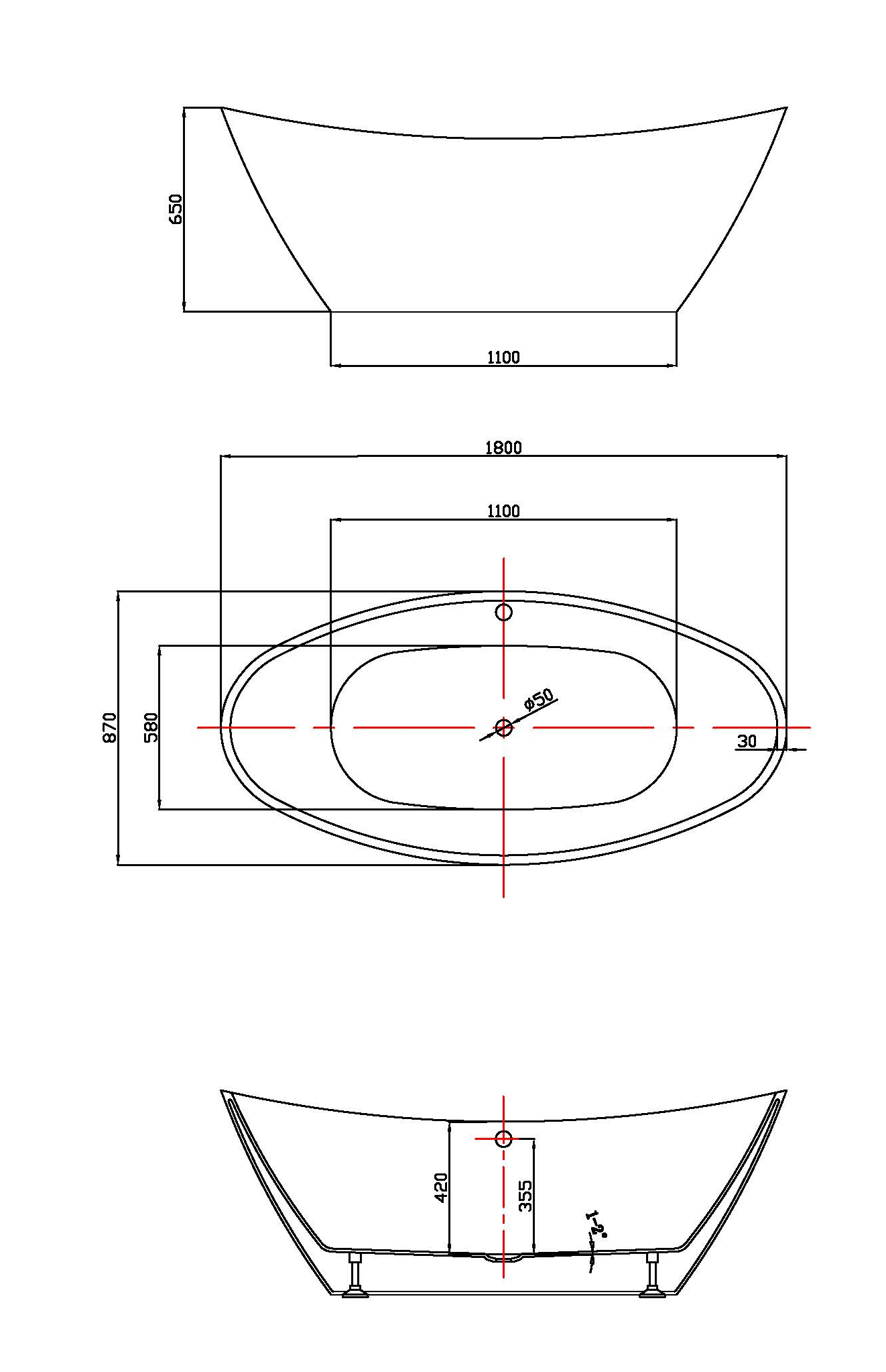 Акриловая ванна Vincea VBT-203 180x85