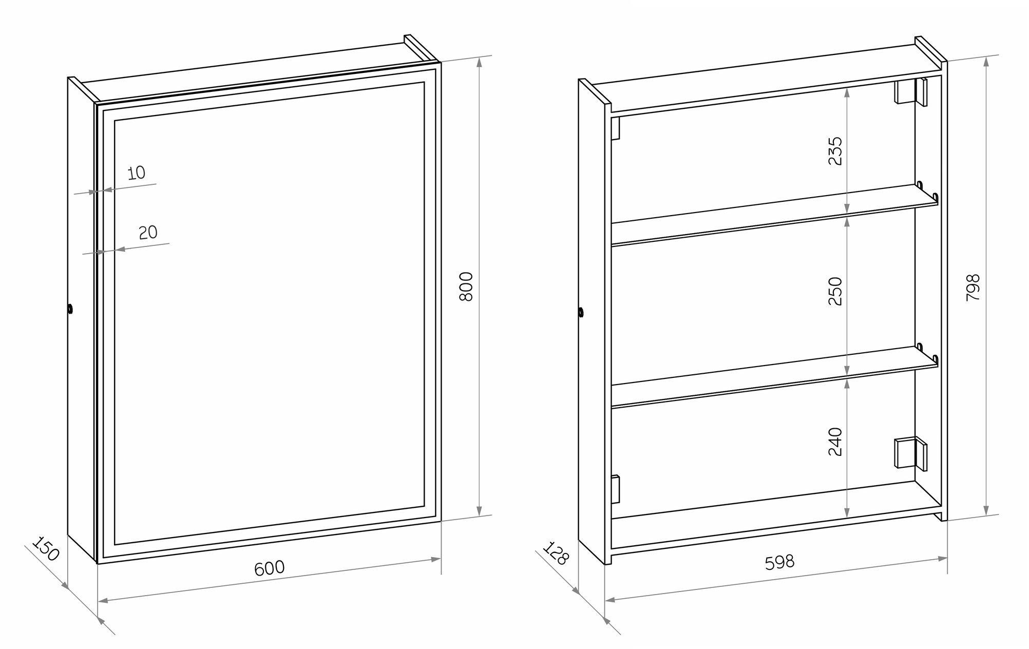 Зеркальный шкаф Континент Mirror Box LED 60x80 с подсветкой, МВК053